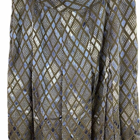 ALFANI Silk Shimmer Blue Black Midi Skirt Size 8 - Picture 8 of 8